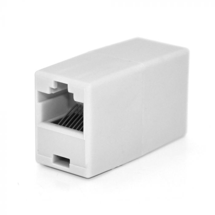 
					З'єднувач RJ45 8P8C мама / мама RJ45 для з'єднання кабелю, білий, Q100