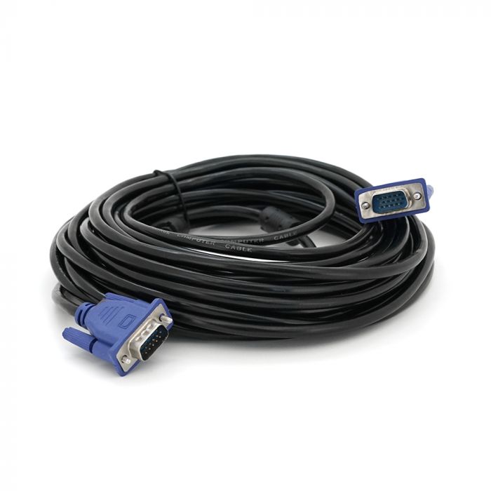 
					Кабель Merlion VGA 3 + 2 10m, male to male (тато-тато), 2 фериту, чорно-синій, пакет Q80