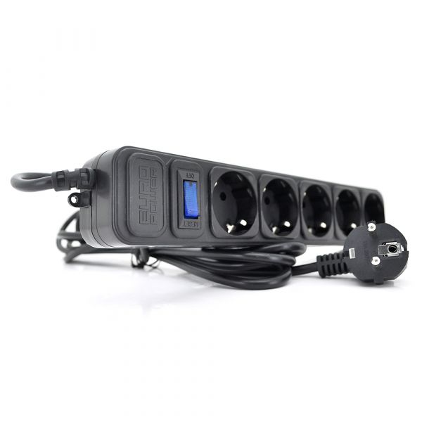 
					Мережевий подовжувач EUROPOWER EPB530, 220В, 5 розеток, 3 м, перетин 3х0,5мм, чорний, пакет Q50