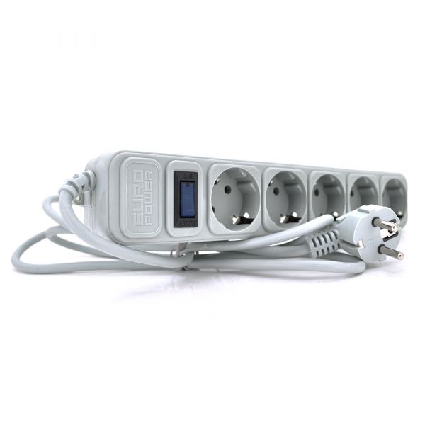 
					Мережевий подовжувач EUROPOWER EPG518, 220В, 2 КВт, 5 розеток, 1,8 м, перетин 3х0,5мм, сірий, пакет Q50