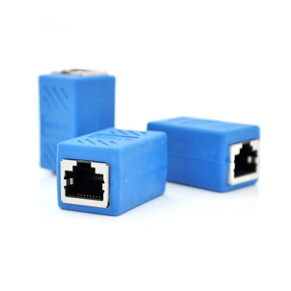 
					З'єднувач RJ45 8P8C мама / мама RJ45 для з'єднання кабелю, екранований, блакитний, Q50