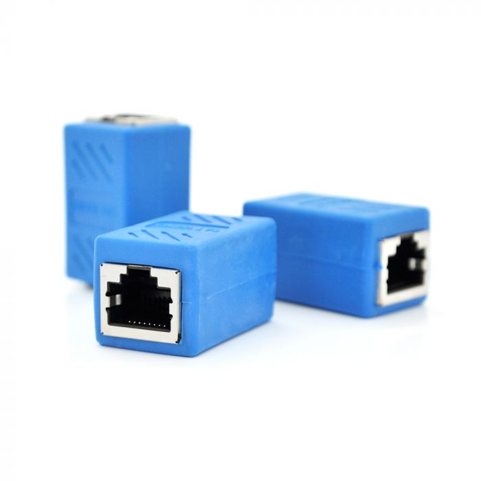 
					З'єднувач RJ45 8P8C мама / мама RJ45 для з'єднання кабелю, екранований, блакитний, Q50