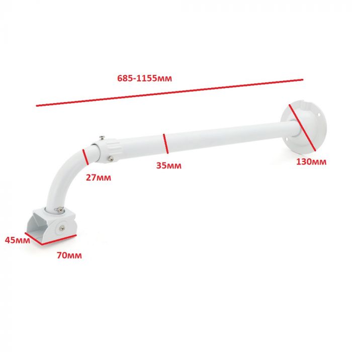 
					Кронштейн для камери PiPo PP- 701, з поворотом для камери, білий, метал, 0,6-1,2m