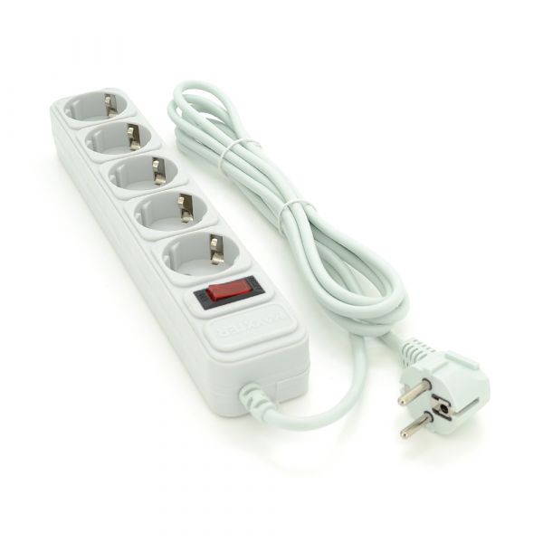 
					Мережевий подовжувач Maxxter SP5, 220В 10А, 5 розеток, 1.8 м, Gray, Q40