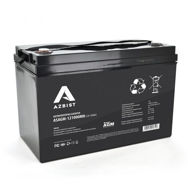 
					Акумулятор AZBIST Super AGM ASAGM-121000M8, Black Case, 12V 100.0Ah ( 329 x 172 x 215 ) Q1