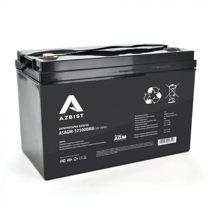 
					Акумулятор AZBIST Super AGM ASAGM-121000M8, Black Case, 12V 100.0Ah ( 329 x 172 x 215 ) Q1