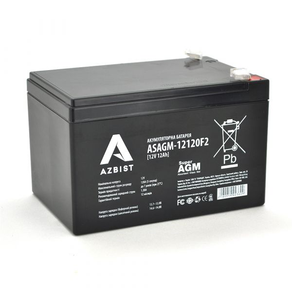 
					Акумулятор AZBIST Super AGM ASAGM-12120F2, Black Case, 12V 12.0Ah (151х98х 95 (101) ) Q6