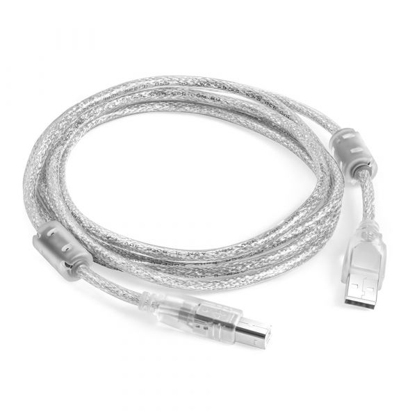 
					Кабель USB 2.0 AM / BM, 3.0m, 2 фериту, прозорий