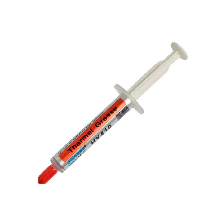
					Паста термопровідна HY-410 5g, шприц, White,> 1,42W / m-K, <0.262 ° C-in² / W, -30 ° ≈280 °, В'язкість -1K cPs, OEM Q10