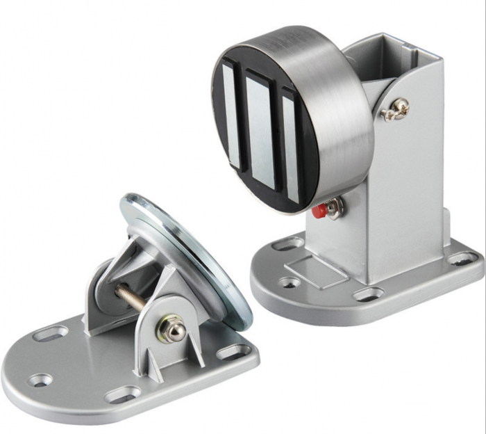 
					Електромагнітний підлоговий/стінний замок HC801 на скляні двері, кут відкриття - 90°, зусилля 60кг, 12/24v, 60/120mA, Box, Q10