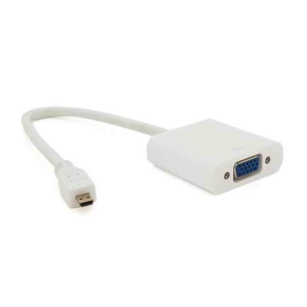 
					Конвертер micro HDMI (тато) на VGA (мама) 30cm, White, 4K / 2K, Пакет