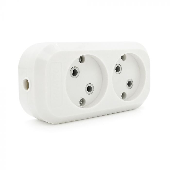 
					Блок розеток для подовжувача 220V MERLION MBR-2W, 2 гнізда без заземлення Q160