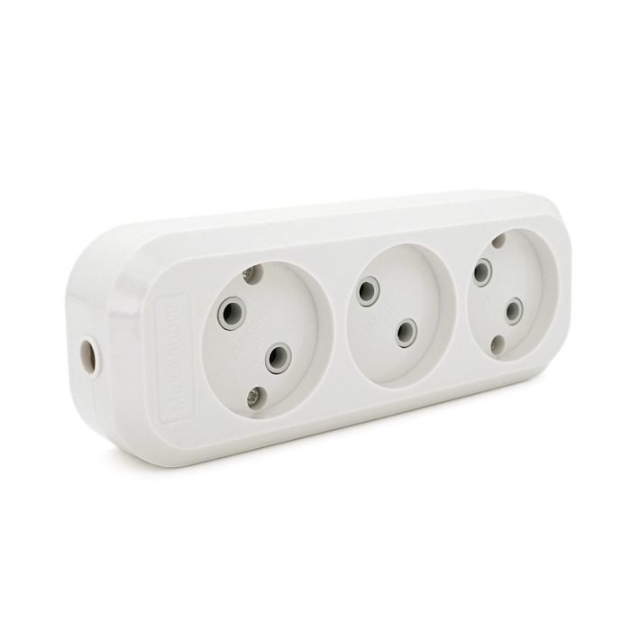 
					Блок розеток для подовжувача 220V MERLION MBR-3W, 3 гнізда без заземлення Q115
