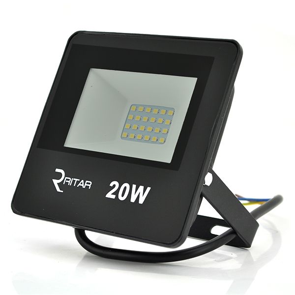 
					Прожектор SLIM LED RITAR RT-FLOOD20A, 20W, 24xSMD2835, IP65, 2000Lm, 6500K (100%), PF>0.9  Ra>70, 125*140*25mm