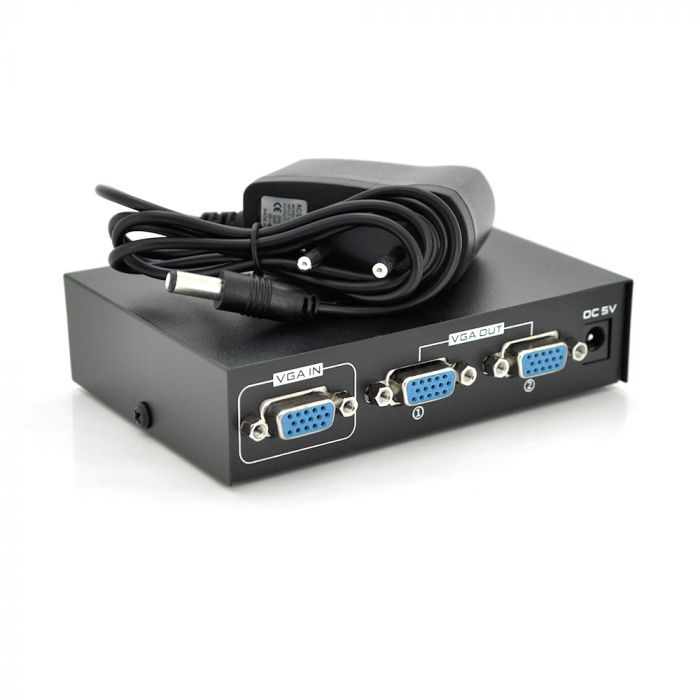 
					Активний спліттер VGA сигналу KV-FJ2502S 200MHz 2 Port, DC5V / 1A