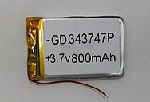 
					Літій-полімерний акумулятор 3.4 * 37 * 47mm (Li-ion 3.7В 800мА·ч)