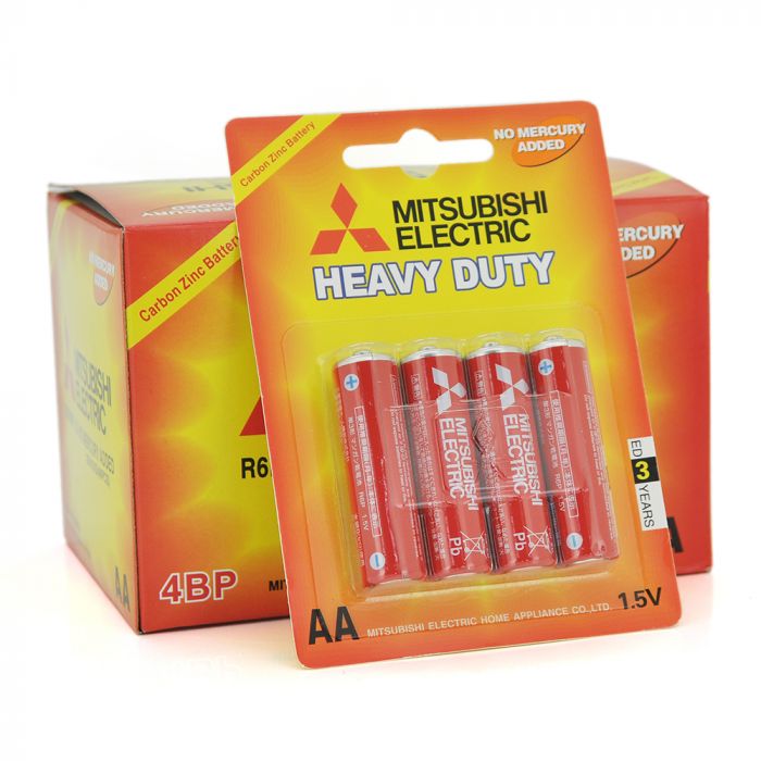 
					Батарейка Heavy Duty MITSUBISHI 1.5V AA/R6P, 4pcs/card, 48pcs/inner box, 576pcs/ctn