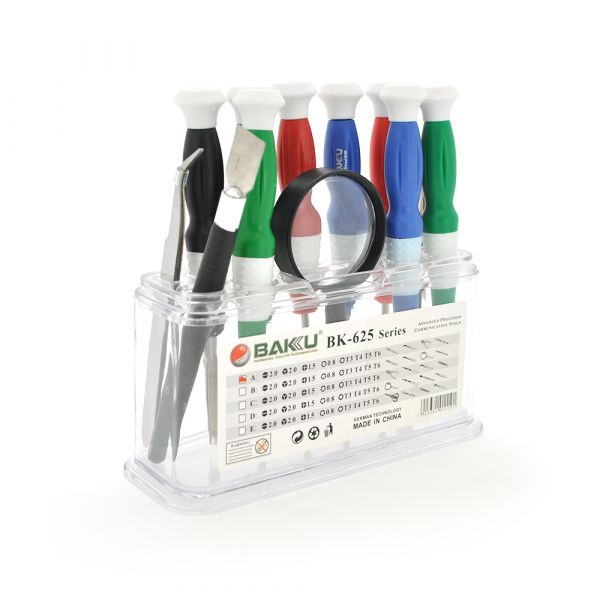 
					Набір інструментів BAKKU BK-625 (8 викруток, лопатка, скребок, ножиці), Box