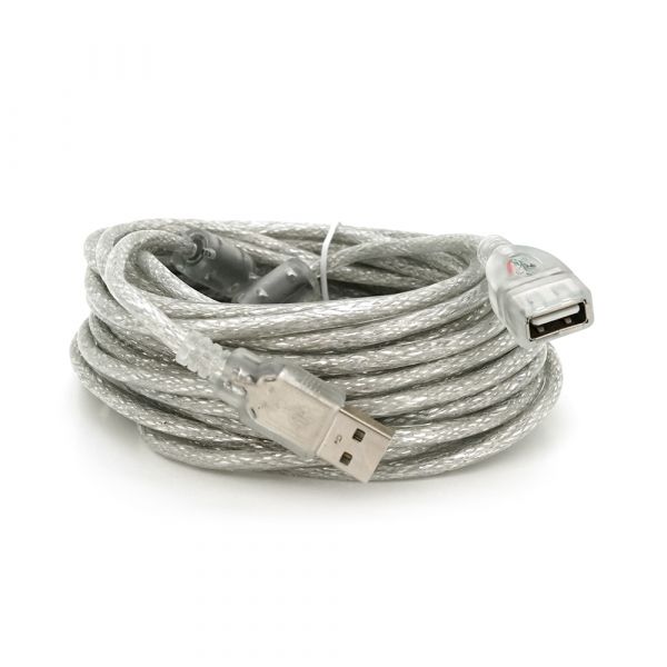 
					Удлинитель USB 2.0 AM/AF, 10.0m, 1 феррит, прозорий синий Q70