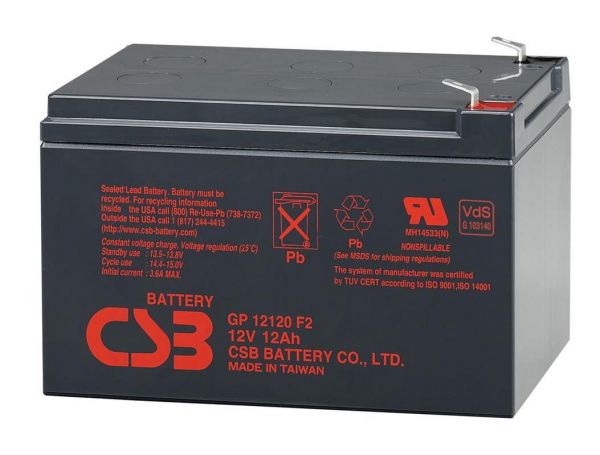 
					Акумуляторна батарея CSB GP12120F2, 12V 12Ah (151х98х100мм), Box/Q6