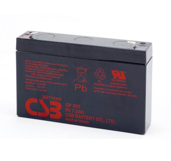 
					Акумуляторна батарея CSB GP672, 6V 7.2Ah (151х34х94мм)