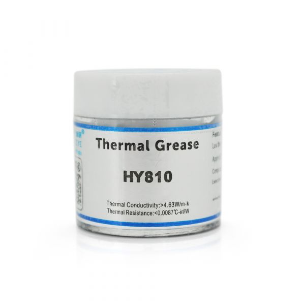 
					Паста термопровідна HY-810 10g, банку, Grey,> 4,63W / m-K, <0.0087 ° C-in² / W, -30 ° ≈280 °, OEM Q38