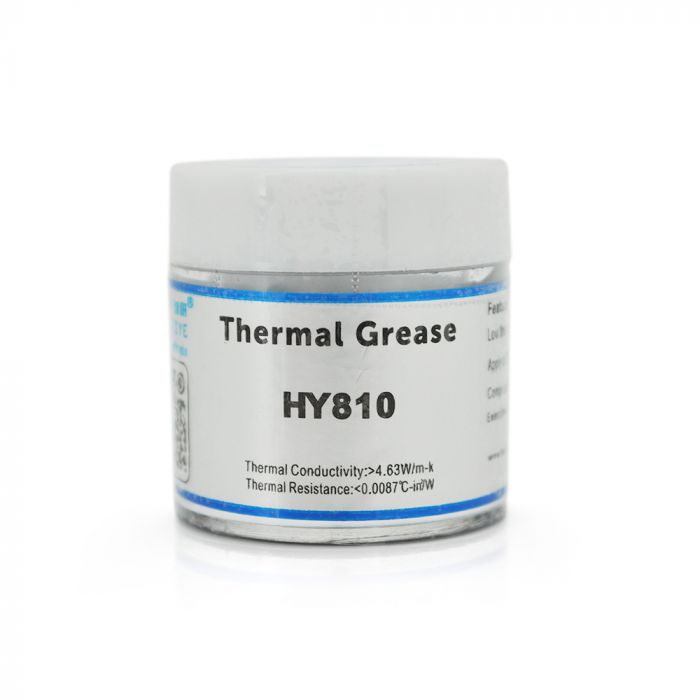 
					Паста термопровідна HY-810 10g, банку, Grey,> 4,63W / m-K, <0.0087 ° C-in² / W, -30 ° ≈280 °, OEM Q38