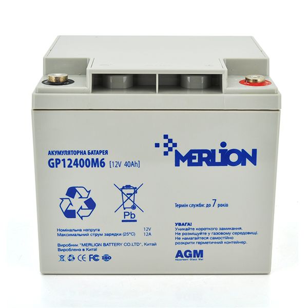 
					Акумуляторна батарея MERLION AGM GP12400M6 12 V 40 Ah ( 196 x 165 x 175  ) Q1