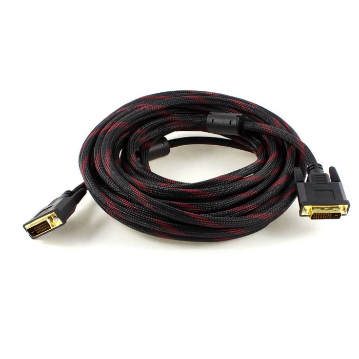 
					Кабель Merlion Dvi-Dvi 1.5m, 2 ферита, обплетення, Black / Red, 24 / 24pin, (Пакет) Q150