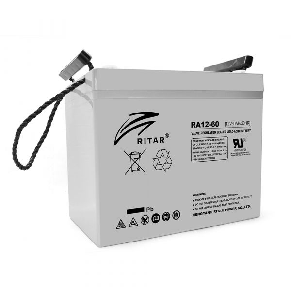 
					Акумуляторна батарея AGM RITAR RA12-60, Gray Case, 12V 60.0Ah ( 260 x 169 x 211 (218) ) Q1