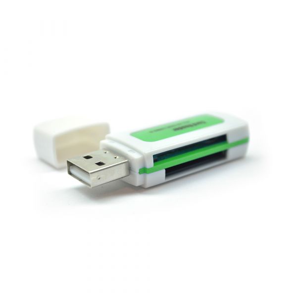 
					Кардрідер універсальний 4в1 MERLION CRD-5GR TF / Micro SD, USB2.0, Green, OEM Q1500