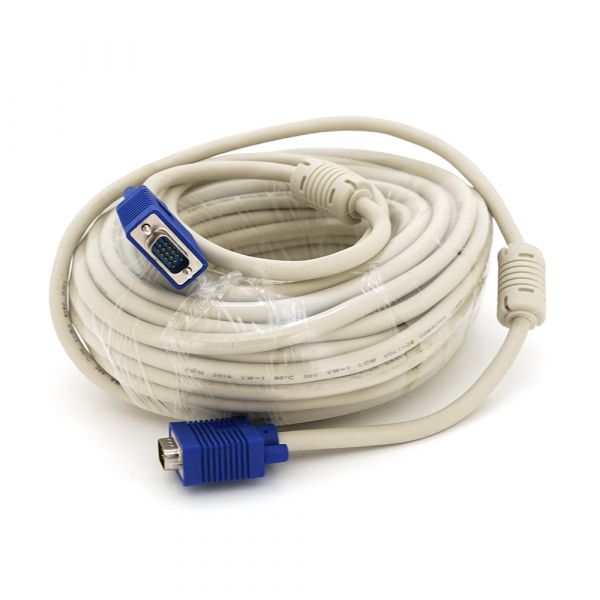 
					Кабель Merlion VGA 20m, male to male (тато-тато), 2 фериту, білий, Пакет, Q20