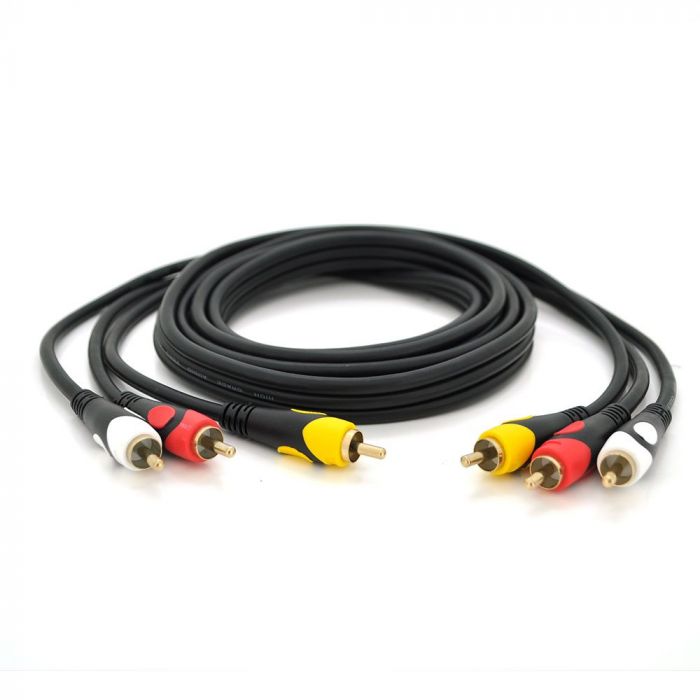 
					Кабель Audio-Video 3хRCA (папа) => 3хRCA (папа), CCA connector, круглий, Black, 5 м