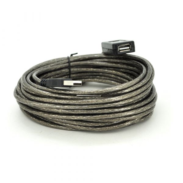 
					Активний подовжувач USB 2.0 AM / AF, 10m, прозорий з чіпом Q100