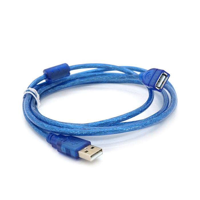 
					Подовжувач USB 2.0 AM / AF, 1.8m, 1 ферит, прозорий синій Q300
