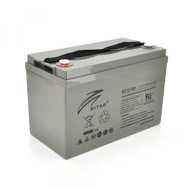 
					Акумуляторна батарея AGM RITAR DC12-100, Gray Case, 12V 100Ah ( 328 x 172 x 215 (220) Q1