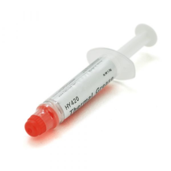 
					Паста термопровідна HY-420 1g, шприц, White,> 1,36W / m-K, <0.229 ° C-in² / W, -30 ° ≈300 °, В'язкість -1K cPs, OEM Q50