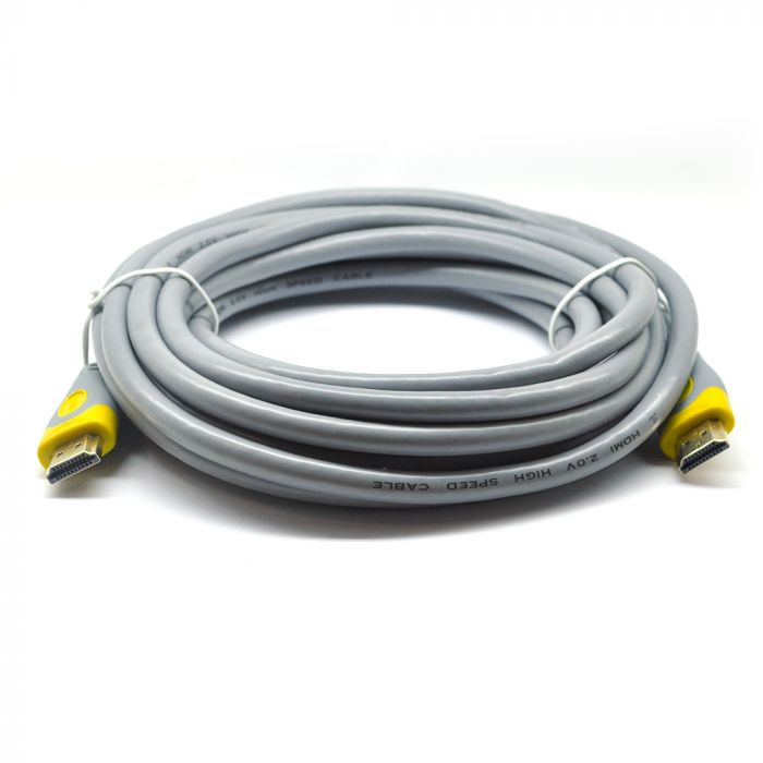 
					Кабель Merlion HDMI-HDMI V-Link High Speed 3.0m, v2,0, OD-8.2mm, круглий Grey, коннектор Grey / Yellow, (Пакет), Q80