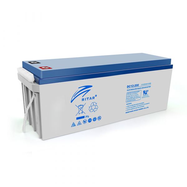 
					Акумуляторна батарея AGM RITAR DC12-200, Gray Case, 12V 200Ah  ( 522 х 240 х 219 (224) ) Q1