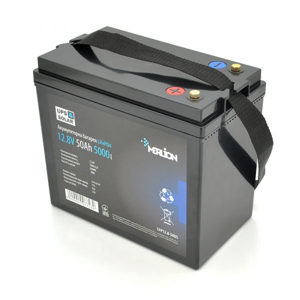 
					Литий-железо-фосфатный аккумулятор Merlion LiFePO4 12.8V 50AH (229x138x210), 3000 циклов
