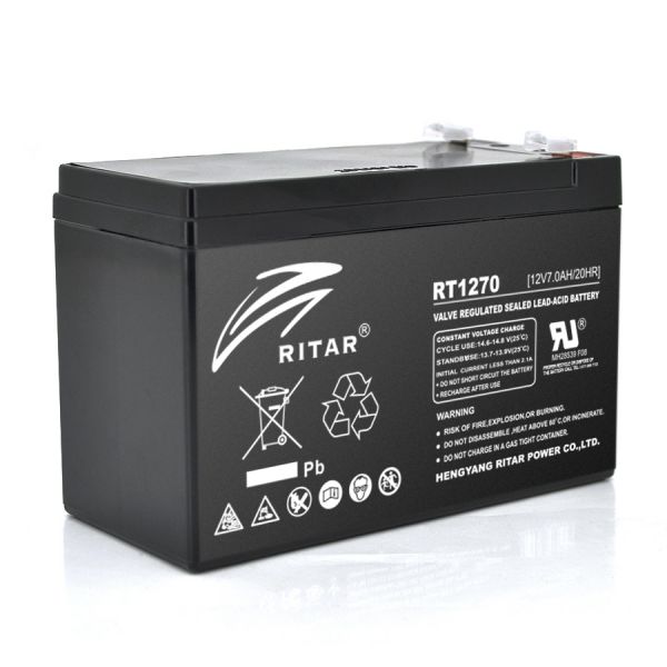 
					Акумуляторна батарея AGM RITAR RT1270B, Black Case, 12V 7.0Ah  ( 151 х 65 х 94 (100) ) Q10