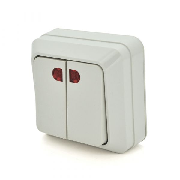 
					Вимикач подвійний зовнішнього монтажу O0023, White, Q20