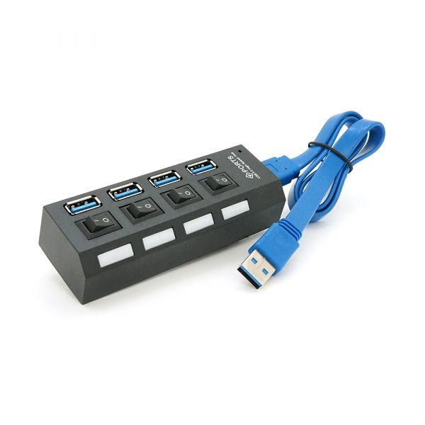 
					Хаб USB 3.0, 4 порту, з перемикачами, підтримка до 1TB, Пакет