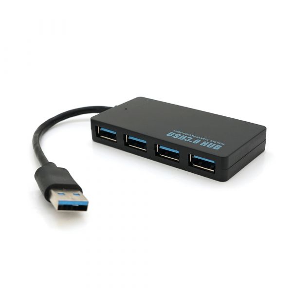 
					Хаб USB 3.0, 4 порту, плоский, чорний, підтримка до 2TB, кабель 0,14м, Блистер