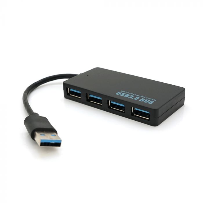 
					Хаб USB 3.0, 4 порту, плоский, чорний, підтримка до 2TB, кабель 0,14м, Блистер