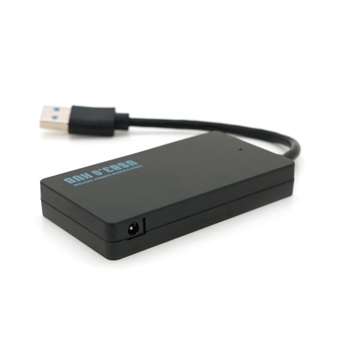 
					Хаб USB 3.0, 4 порту, плоский, чорний, підтримка до 2TB, кабель 0,14м, Блистер