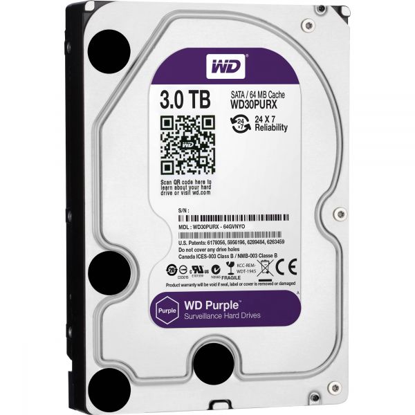 
					Жорсткий диск 3.5 "WD30PURX, 3 ТБ, SATA 6 Гб / с, IntelliPower, кеш 64 МБ.