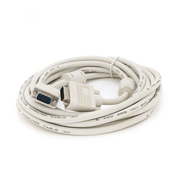 
					Кабель Merlion VGA 3 + 4 5m, male to male (тато-тато), 1 ферит, біло-синій, пакет Q80