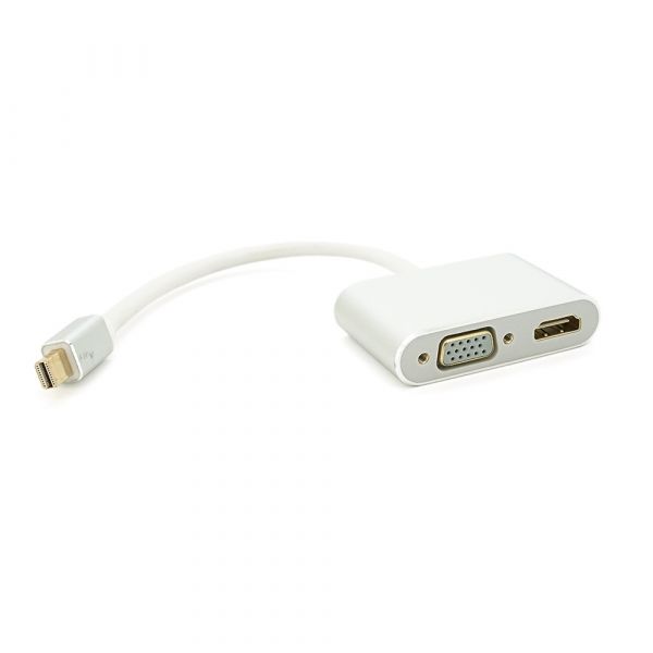 
					Конвертер mini Display Port (папа) на HDMI/VGA(мама) 30cm, Silver, 4K/2K, Пакет