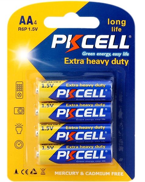 
					Батарейка сольова PKCELL 1.5V AA / R6, 4 штуки в блістері ціна за блістер, Q12/144